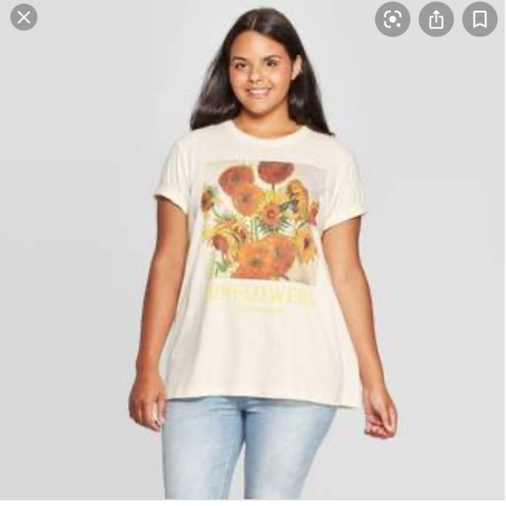 Mighty Fine Cream Yellow Orange Sunflower T-shirt